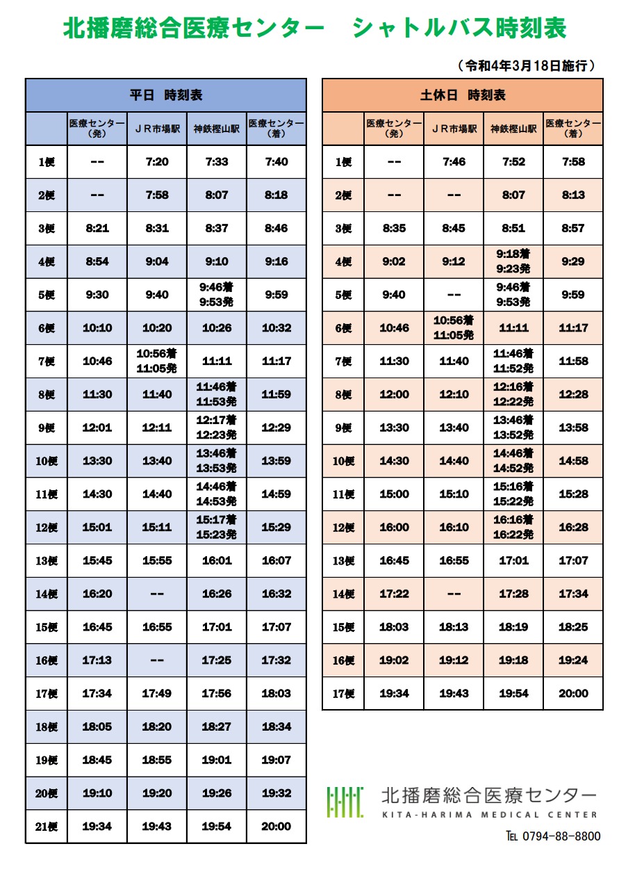 令和4年3月18日改定時刻表