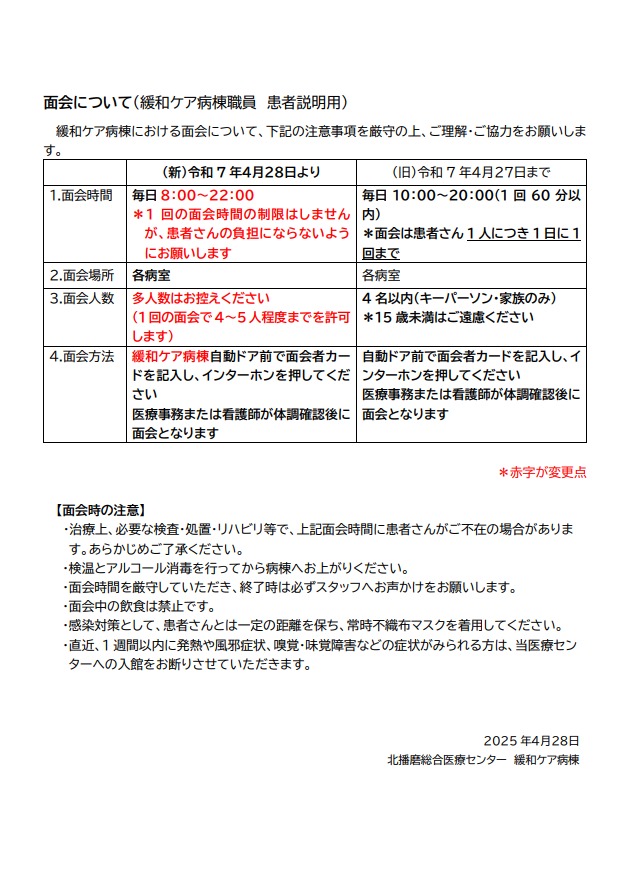 面会時の注意ポスター